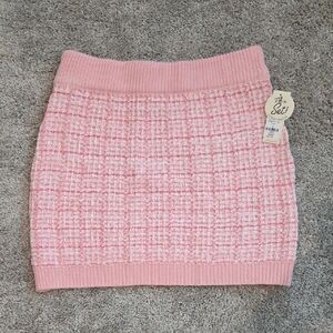 Francesca's Collections Pink Ribbed Mini Pencil Skirt